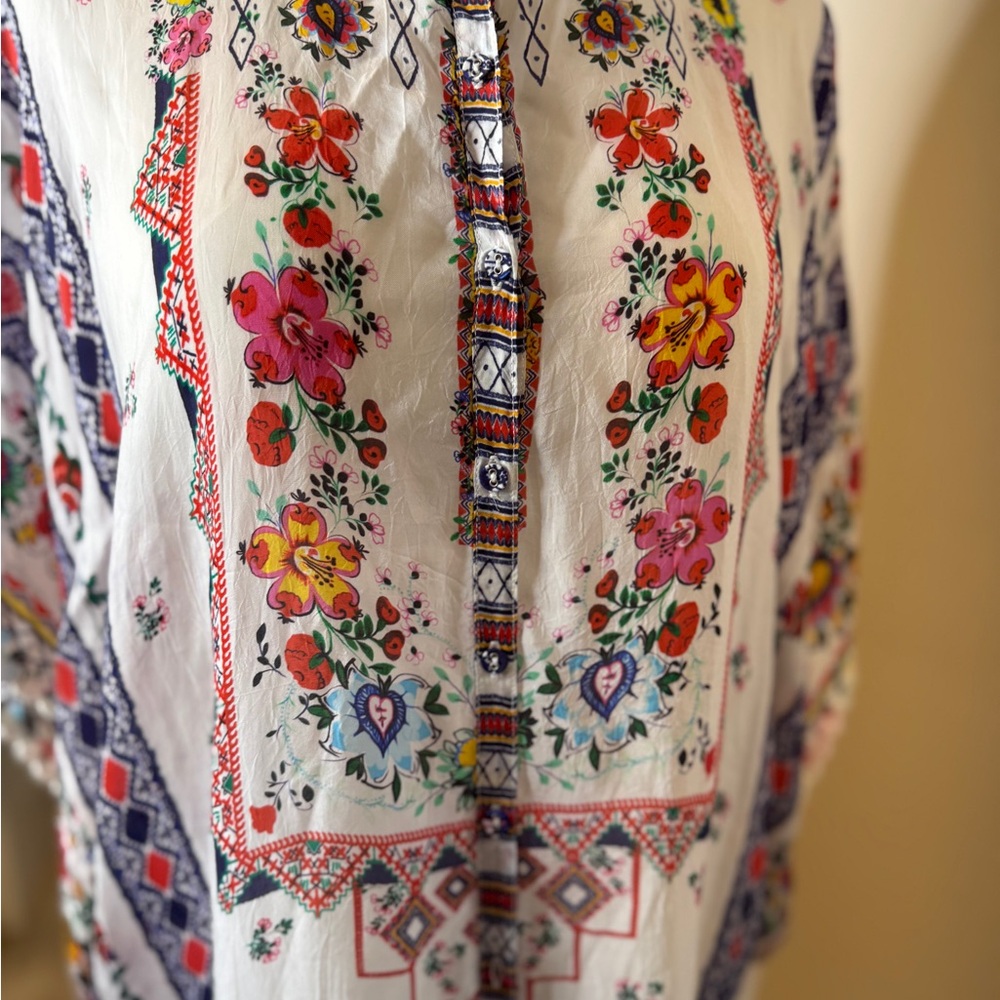 Johnny Was Matana Colorful Patterned Maxi Kaftan Size 1X Floral Boho Resort - Picture 5 of 11